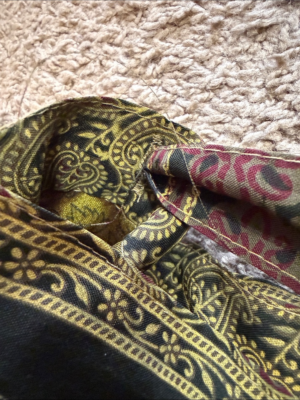 Earthbound One Size Bohemian Wrap Skirt in Olive & Mustard Patterns - Picture 4 of 5